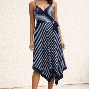 Banana Republic Asymmetrical Navy and White Dress